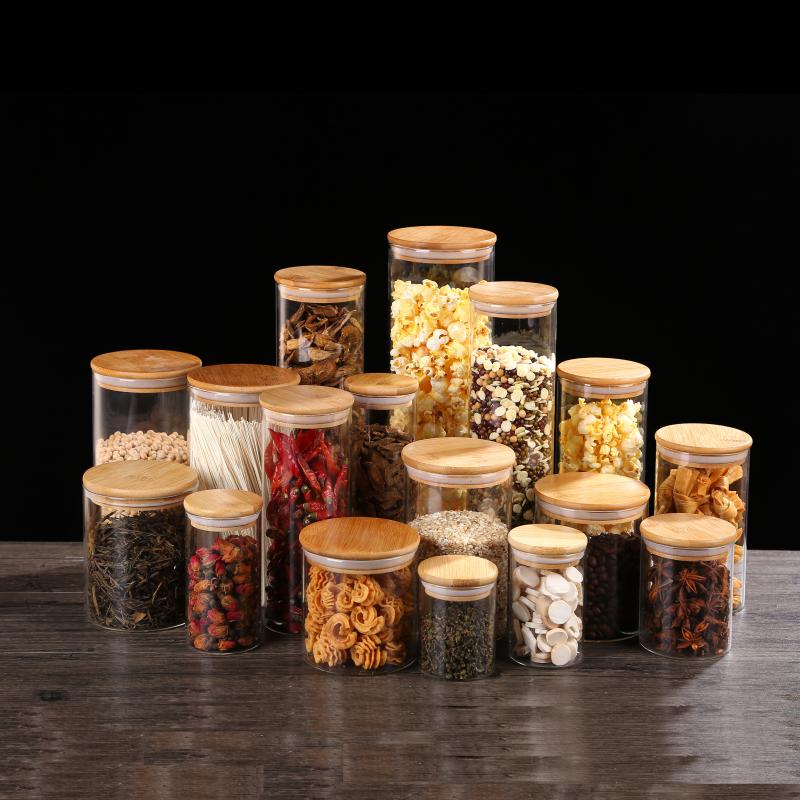 

Storage Bottles & Jars Home Kitchen Mason Organizer Sealed Glass With Bamboo Lid For Food Noodles Coffee Candy Bean Nut Bottle Container