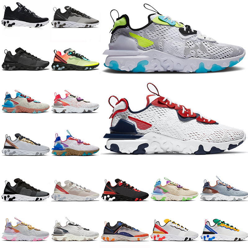 

Nlke React Vision EPIC Element 55 87 Running Shoes Triple White Black Tour Green Yellow Brown and Sail Anthracite Undercover Trainers Sports Sneakers Off, B14 desert sand 36-45