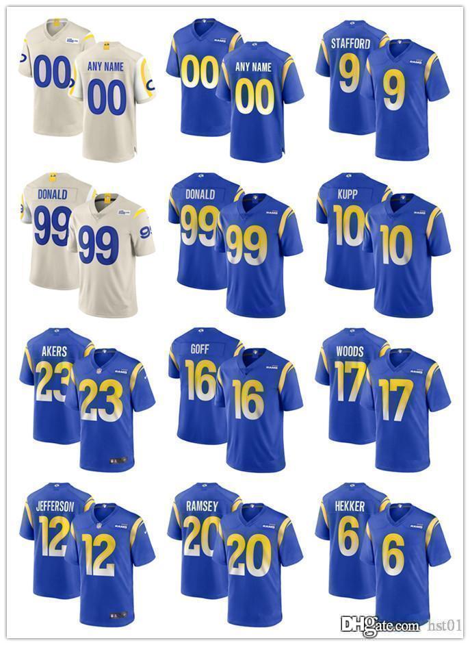 

custom Men youth Los Women Angeles Rams 99 Aaron Donald 20 Jalen Ramsey 10 Kupp 9 Matthew Stafford Football Jerseys, Black;red