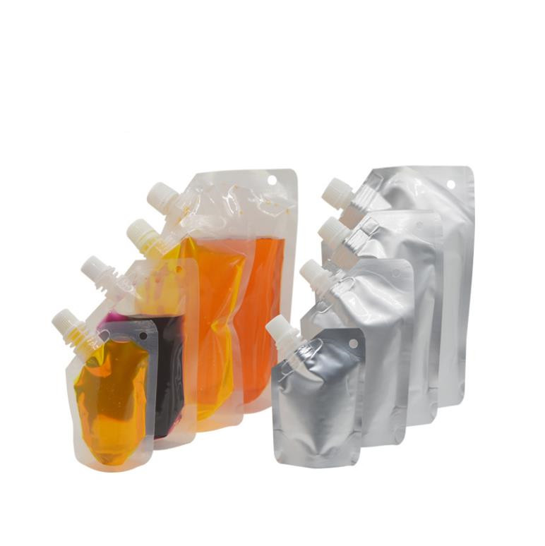 

100pcs High quality different sizes spout pouch stand up plastic bag clear aluminium for cold liquid drink carry customized