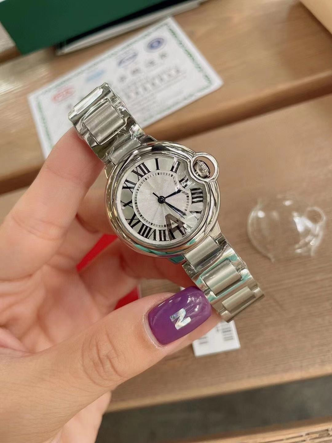 

Men's and women's fashion casual watch automatic mechanical classic Roman numeral 316L material 4 sizes couple gift wristwatchwatch, Silver