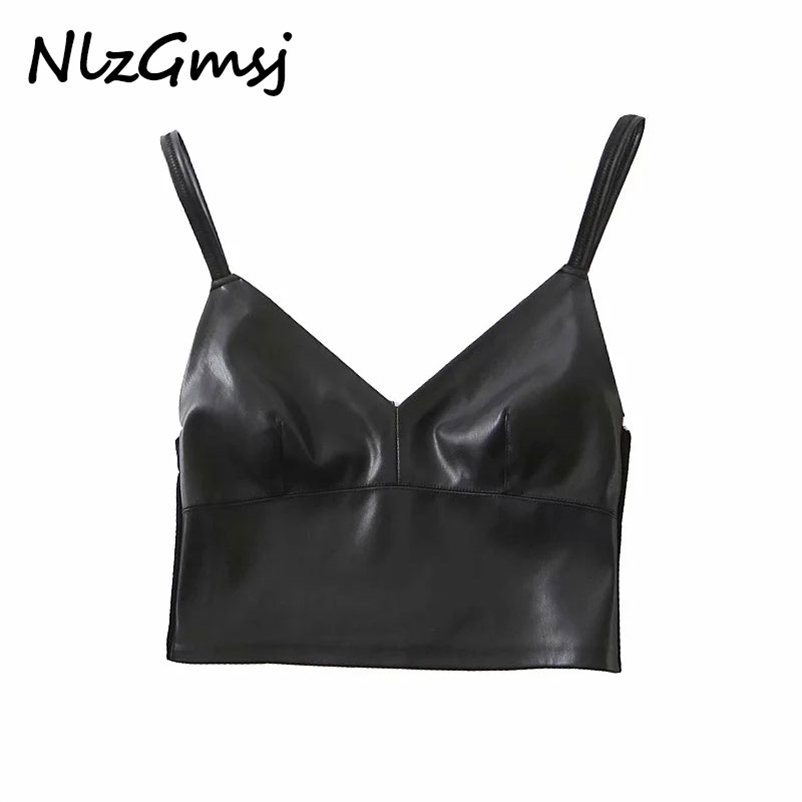 

women black camis top spaghetti strap sleeveless backless short blouses shirts female casual solid tops 210628