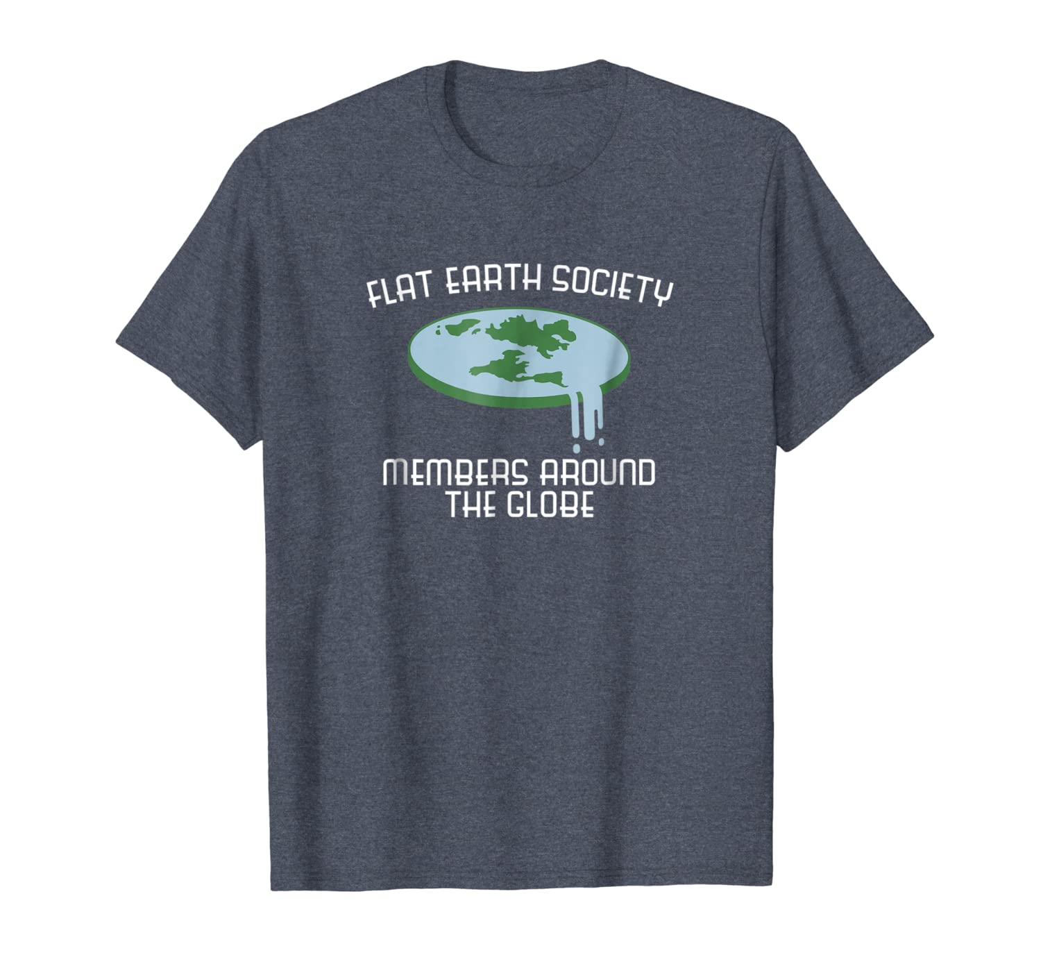 

flat earth society member around globe fun t shirt, White;black