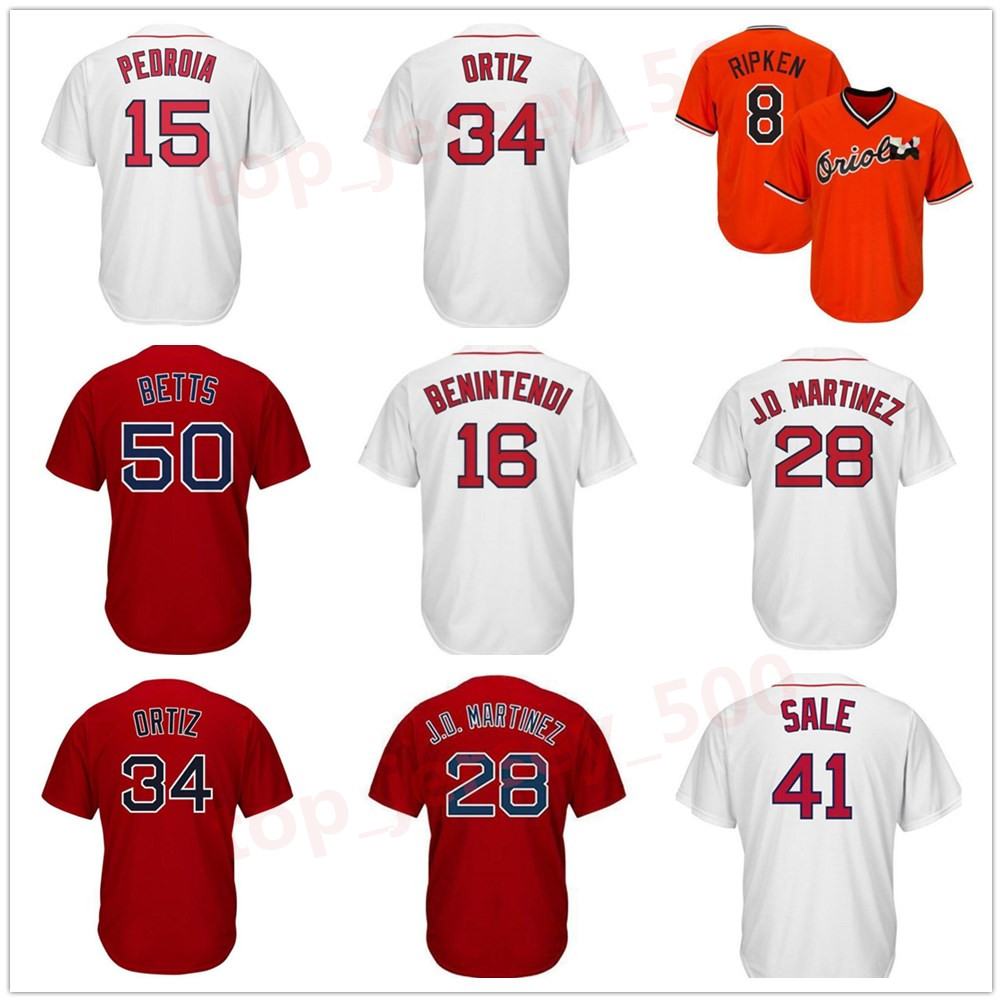 

Men Women Youth 12 Wade Boggs Red Baseball Jerseys 16 Andrew Benintendi 9 Ted Williams 28 JD Martinez 15 Dustin Pedroia Jackie Bradley Jr. Cal Ripken, As shown in illustration