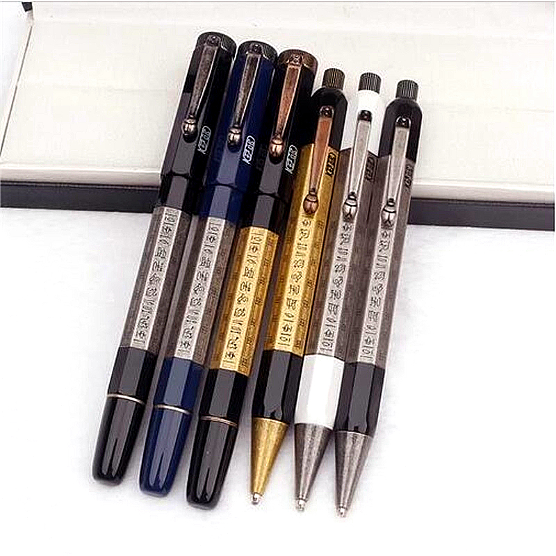 

High quality Gift Pen Limited Edition Inheritance Series Unique Egypt Style carving Rollerball pen Ballpoint Pens Business Office school supplies, Blue;orange