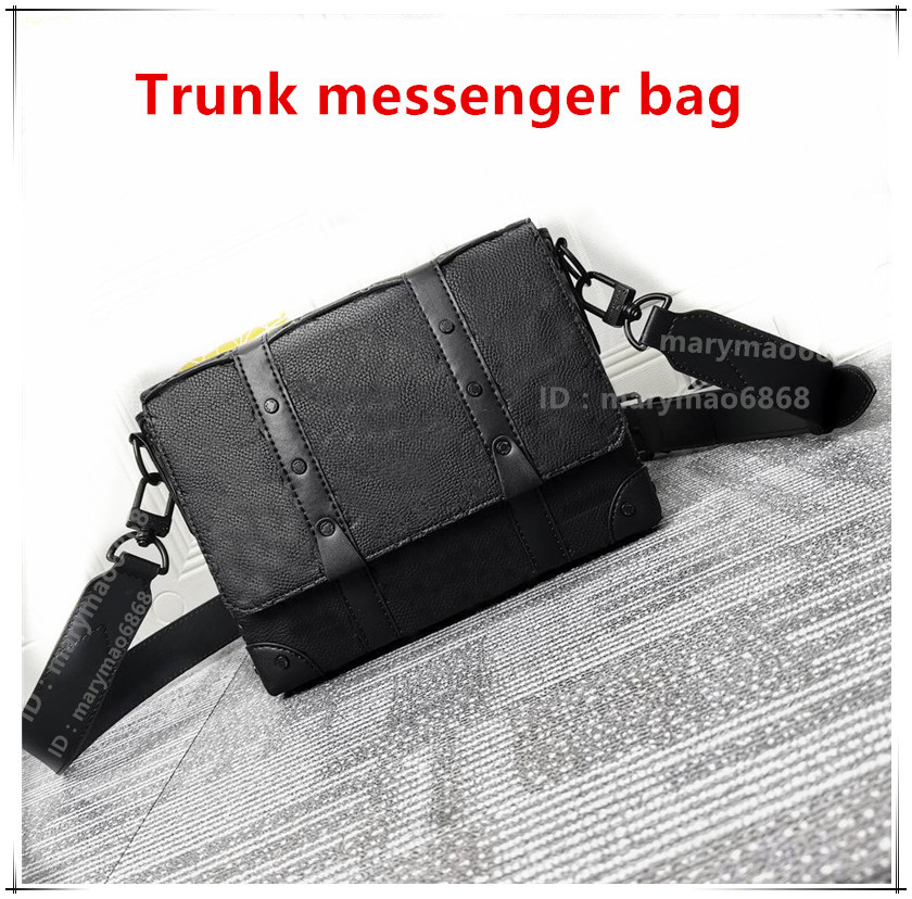 

Fashion Mens Designer TRUNK MESSENGER shoulder bags M45727 flap rectangular Box embossed Leather trunks Magnetic adjustable strap Men Crossbody Bag Wallet M57726, Paper bags are not sold separately