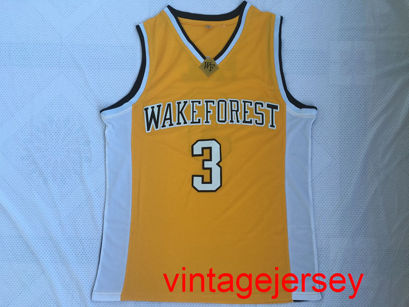 

#3 Chris Paul Wake Forest College Retro Throwback Basketball Jersey Sewn Camisa Embroidery red Size -XXL, Gold