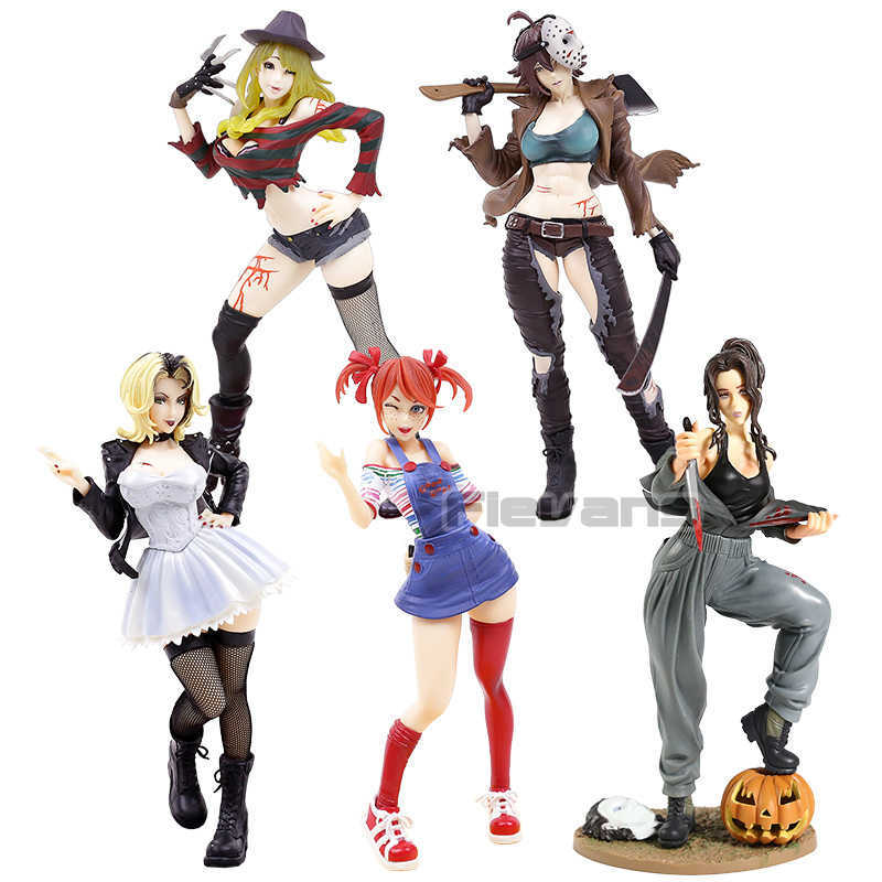

Horror Bishoujo Statue Halloween Michael Myers Freddy Jason Chucky Tiff PVC Figure Collectible Model Toy Q0621, Chucky box