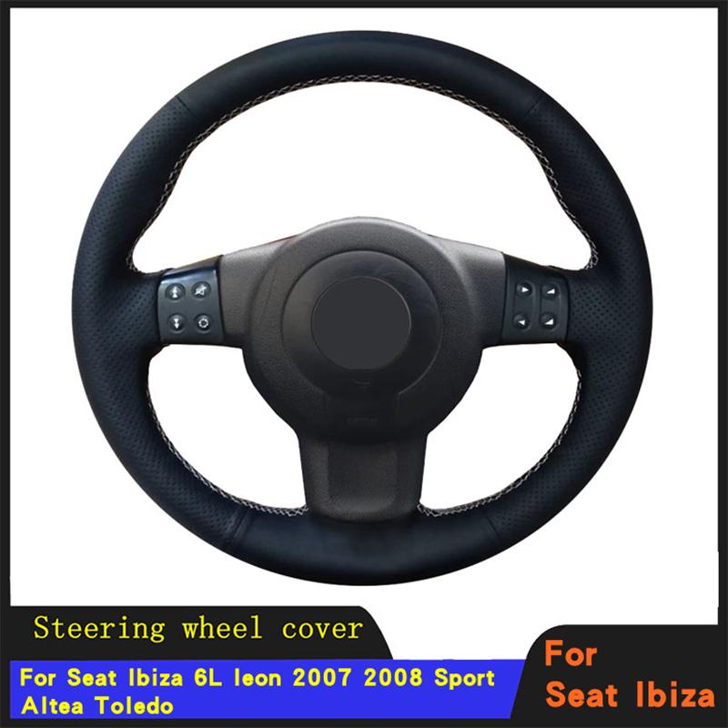 

Steering Wheel Covers DIY Car Accessories Cover Braid Wearable Genuine Leather For Seat Ibiza 6L Leon 2007 2008 Sport Altea Toledo