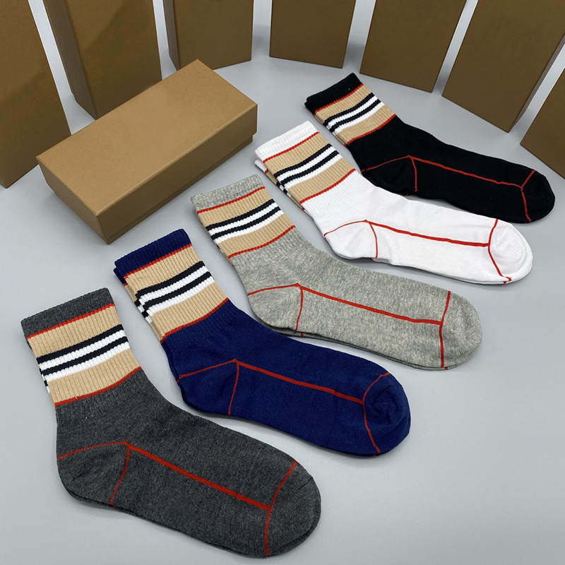 

Creative Cotton Stockings Sock Classic Stripe Men Women Stocking 5 Colors Personality Designer Sock Hosiery, As pic