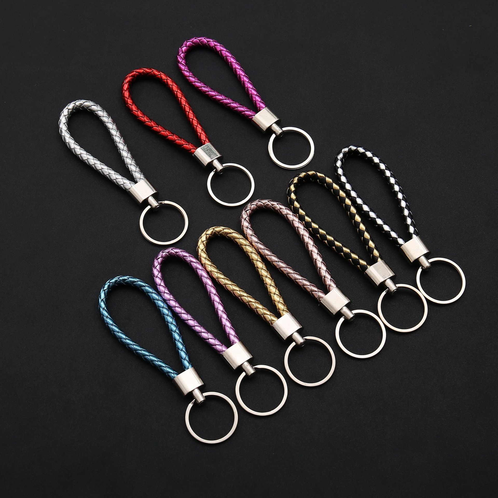 

Leather Braided Woven Keychain Rope Rings Fit DIY Circle Pendant Key Chains Holder Car Keyrings Jewelry accessories in Bulk