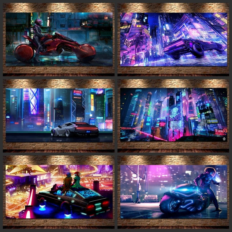 

Posters and Prints of The Future Steam City Sports Car Boy Room Painting on Canvas Art Pictures for Living Room Home Decoration