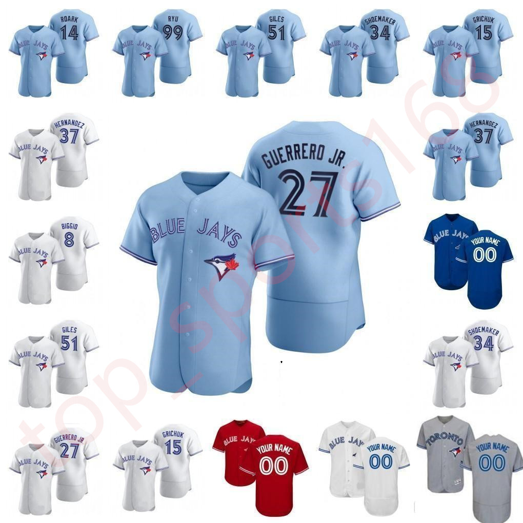 

20 21 Custom Toronto Jerseys BlueJays Vladimir Guerrero Jr. Cavan Biggio Hyun-Jin Ryu Yamaguchi Randal Grichuk Drury Hernandez Jansen, Blue;black