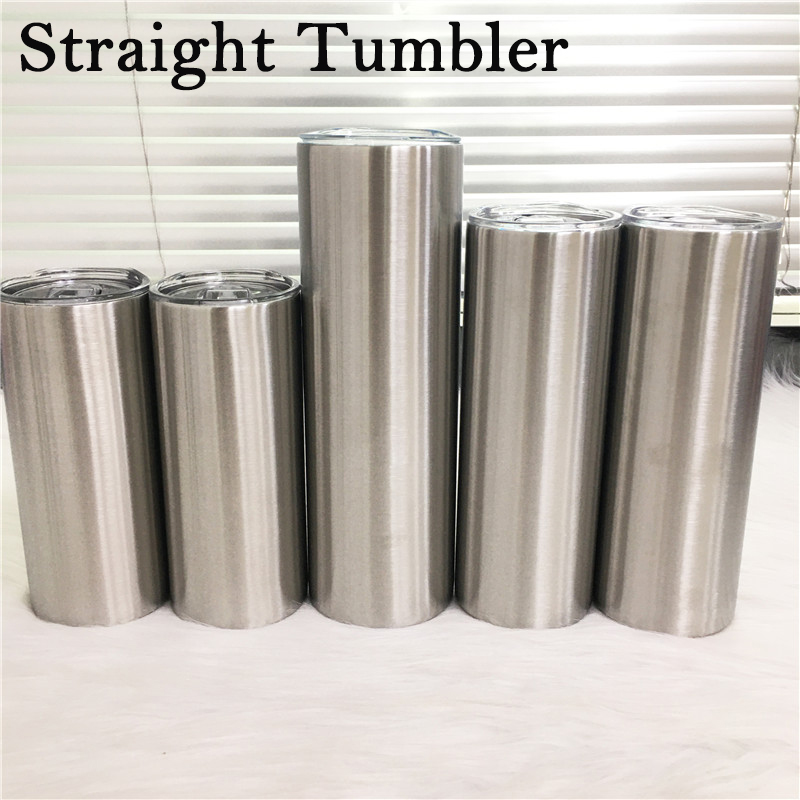 

Classic 15oz 20oz 30oz Straight Tumbler Stainless Steel Color Skinny Tumblers Double Wall Insulated Coffee Beer Cup Father Day Gift