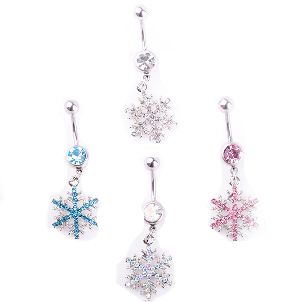 

D0743 Snowflake Mix Colors Belly Navel Button Ring