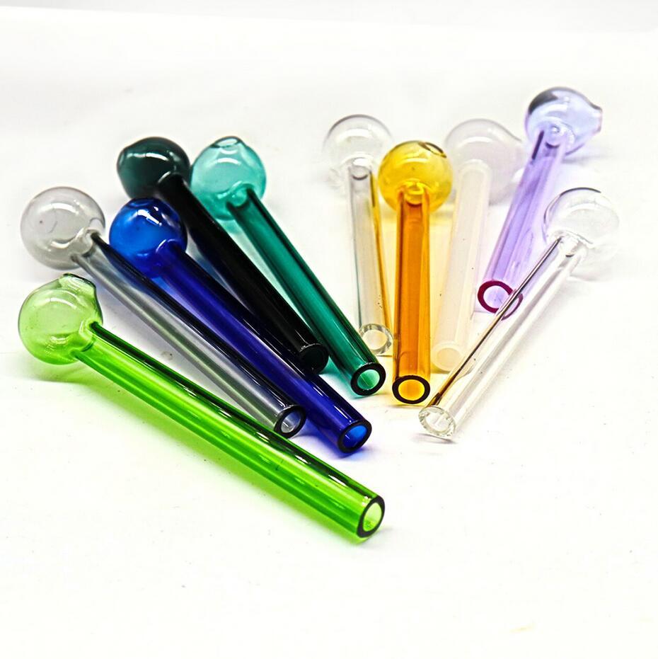 

4 inch (10cm) color pipes pyrex glass nozzle, transparent oil , oil-burning tube, round head straw