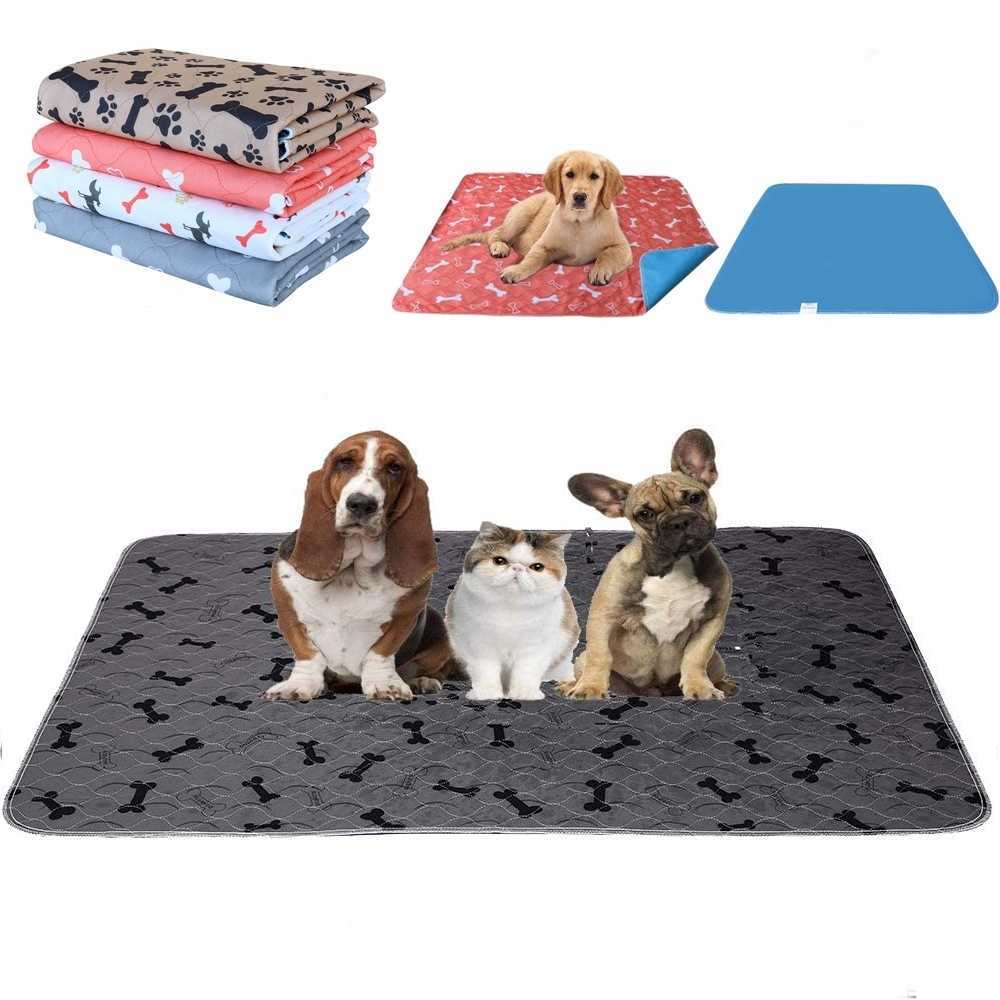 

Reusable Pet Pee Pad Washable Dog Urine 3 Layer Absorbent Cat Diaper Mat Bone Waterproof Cartoon Paw Print Puppy Nappies 210716