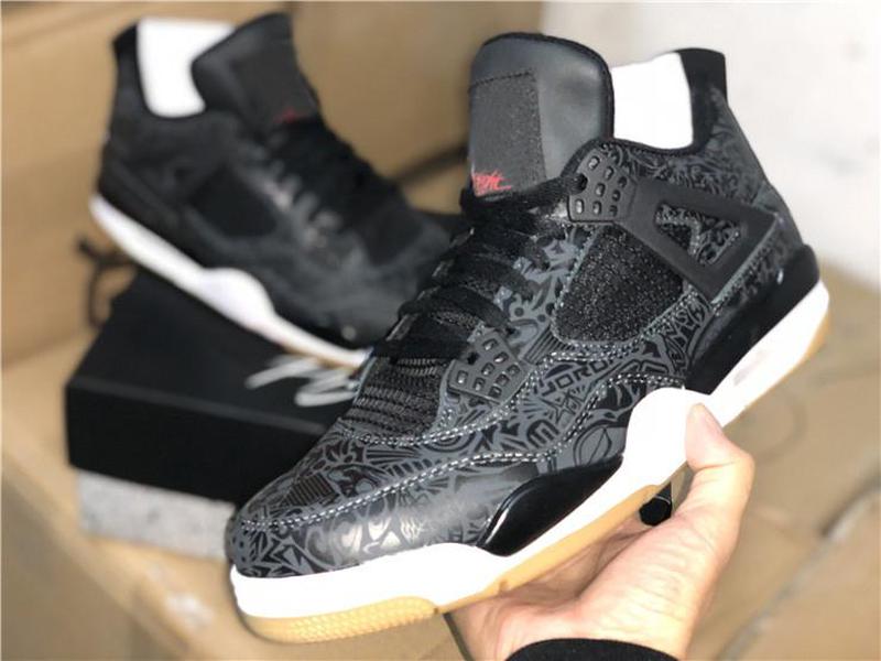 

2019 New Release Air Authentic 4 Se Laser Black Gum Basketball Shoes Mens Sneakers Light Brown Sports Ci1184-001 With Original Box 40-47