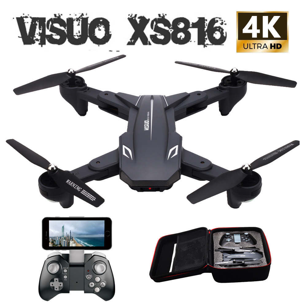 

WiFi FPV RC Drone 4K Camera Optical Flow 720P Dual Camera RC Quadcopter Foldable Selfie Drone Visuo XS816 VS XS809S SG106, 720p 1b fb