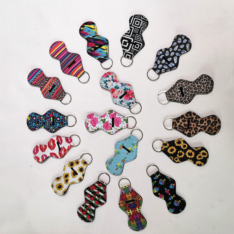 

Favor Pattern Printing Chapstick Holder Keychain Handy Lip Balm Neoprene Pouch For Lipstick Novelty Gift