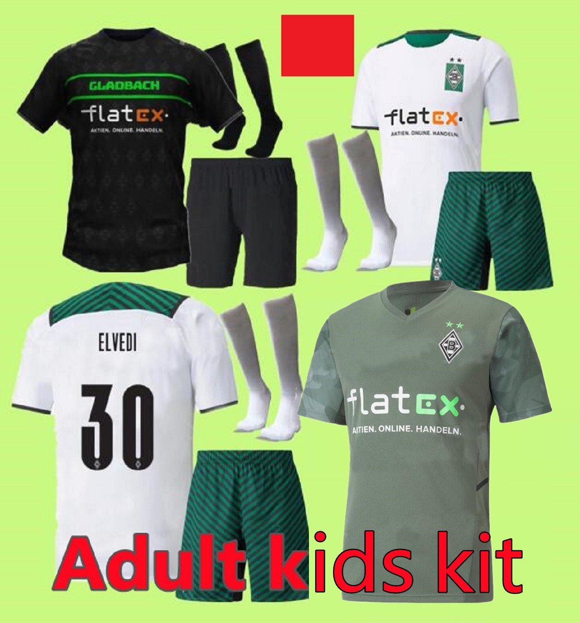 

S XXL Adult kids 2021 2022 Borussia Monchengladbach home soccer jerseys 20 21 #10 hazard #11 RAFFAEL #13 STINDL #14 PLEA football shirts ma, Yellow