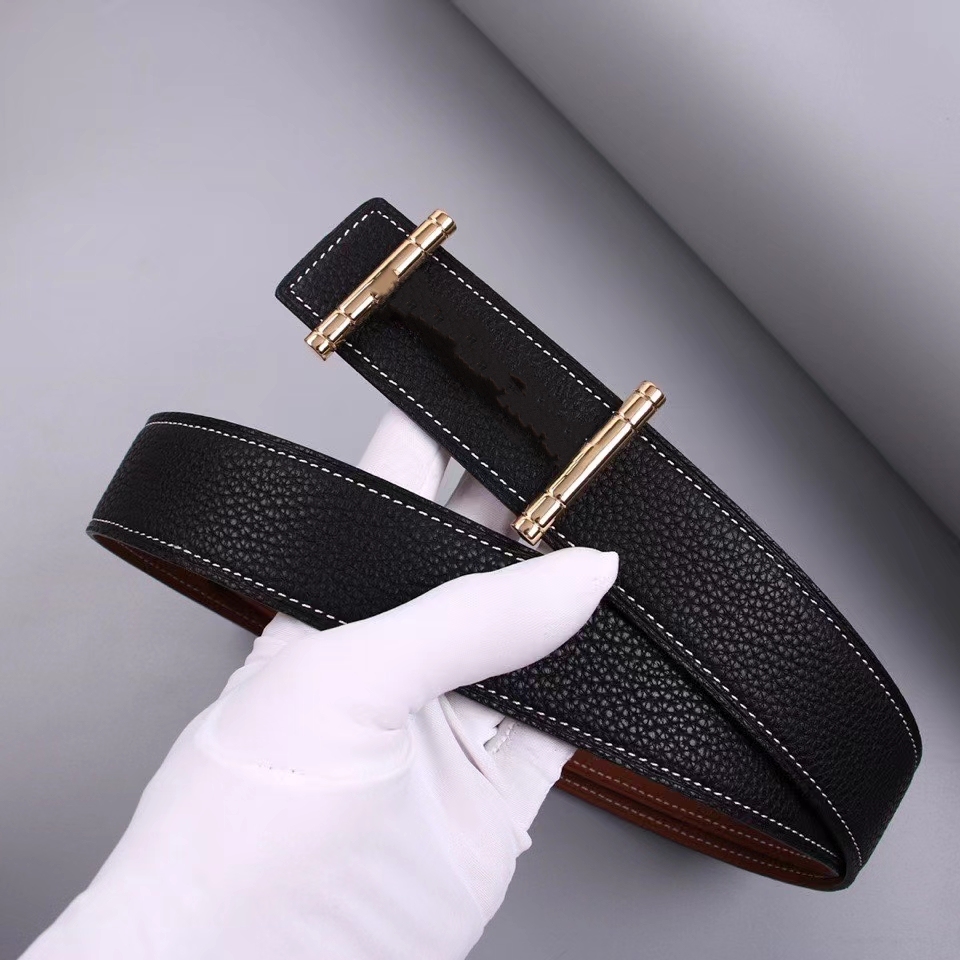

Belts for Men Luxury Strap Belt Soft Genuine Leather Waistband Big Metal Buckle Fashion High Quality Business Casual, Black