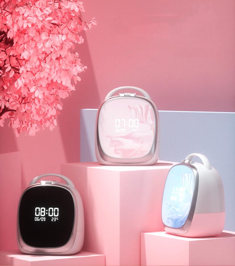 

Spoons LED Rechargeable Lipstick Storage Box Plastic Makeup Gift Dressing Portable Jewelry ED Lights Clock Function