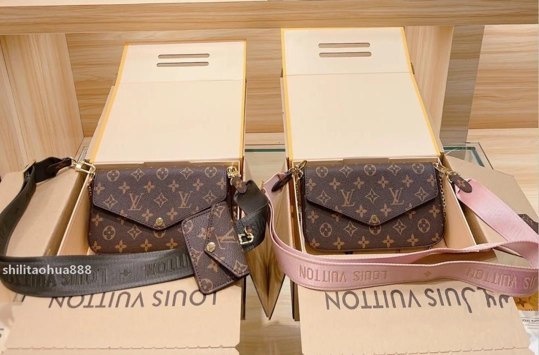 

1-LV LOUIS bag VITTON PINK Women Handbags Multi Pochette Accessoires Purses 3pcs Crossbody Bag luxurys Shoulder Bags