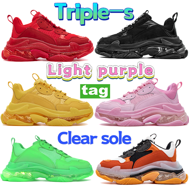 

Paris Triple-s clear sole casual shoes triple black white red light pink blue old dad men fashion sneakers beige grey neon green clean bottom women platform sneaker, C32- bubble wrap packaging