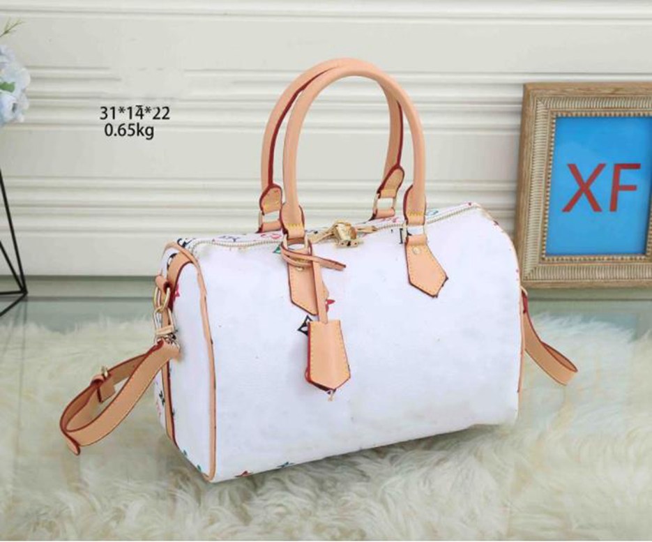 

M41109 old flower speedy Baguette Pillow bag leather shoulder bages clutch handbag luxury crossbody package tote bags, White plaid