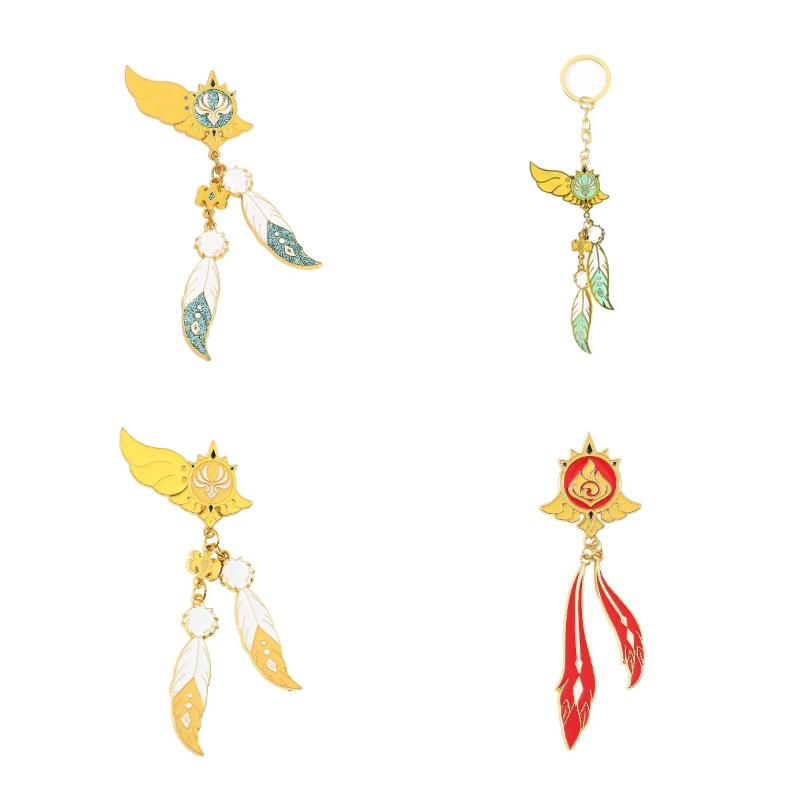 

Keychains Genshin Impact Badge Venti God Of Eye Brooch Pin Metal Jeans Bag Decor Pendant Keychain Keyring Key Holder Cosplay Accessory Gif