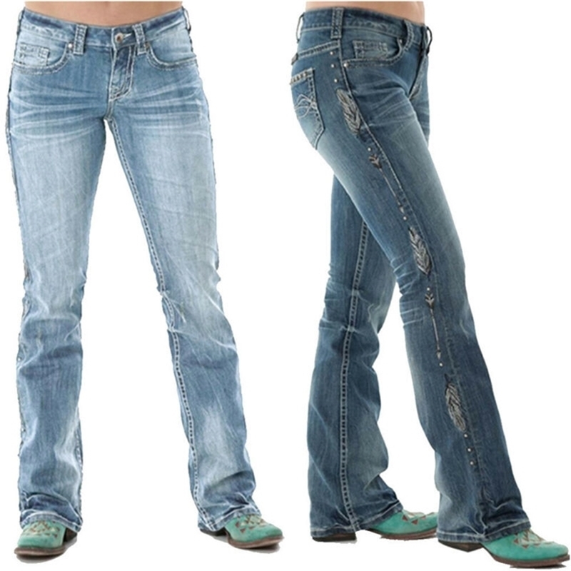 

Women's Denim Jeans Retro Plain Long Trousers Casual Washed Style Comfy Pants UK 210629, Dark blue