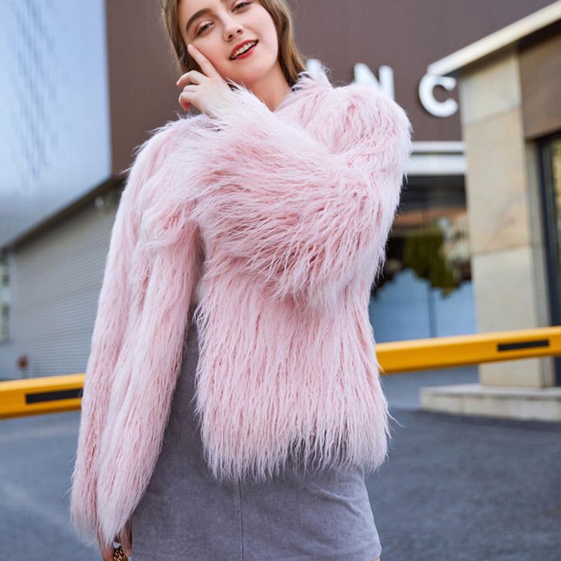 

Women's Fur & Faux Coat Wool Lamb Hair Women White Multi Size Jacket, Black