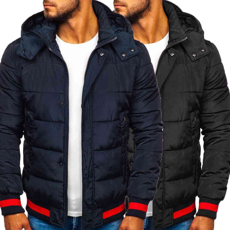 

new korean handsome warm winter men's hooded cotton padded et, Black