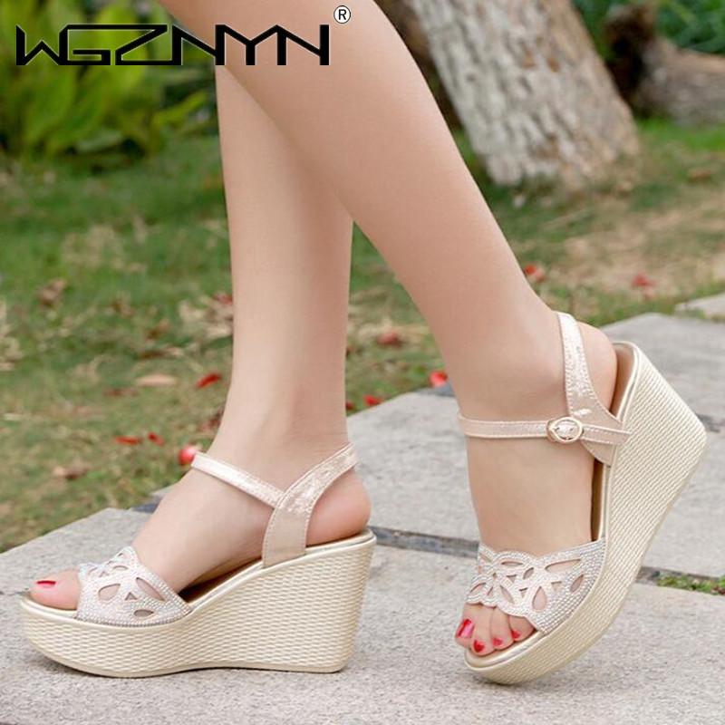 

Summer Fashion Gladiator Sexy Women Sandals Platform Ankle Strap Gold Wedge High Heels Open Toe Sandal Ladies Shoes