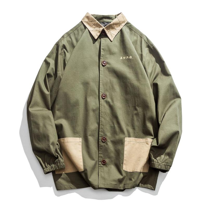 

High Men Chinese Printing Street Fashion Casual Hiphop Jacket Male Black Red Green Coat Outerwear Japanese Men' Trench Coats