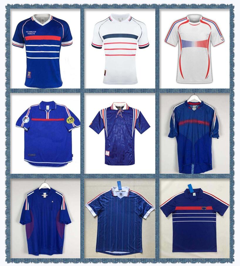 

1998 RETRO 2002 ZIDANE HENRY soccer jerseys 1996 2004 Platini Football 1984 shirt Trezeguet 1982 France 2006 Deschamps Petit 2000 Pires Maillot de footbal Djorkaeff, Purple