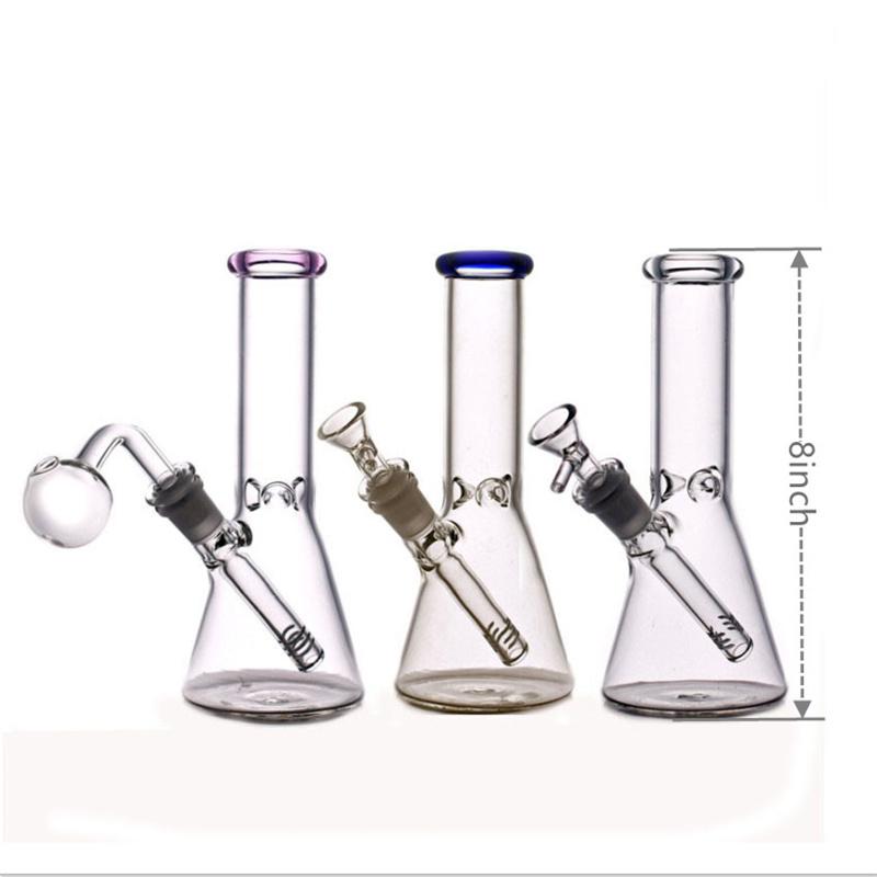 Hitman glass beaker bong 8inch Rasta color water pipes Ice bongs 14.4 mm joint dab oil rig Bubbler smoking Hookahs with oil burner pipes-image-742284871