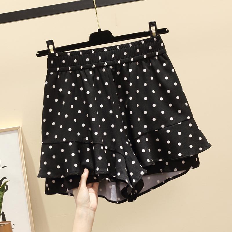 

Large Size Lady Black Polka Dot High Waist Shorts Women Casual Loose Culottes Plus Clothes -4XL Women's