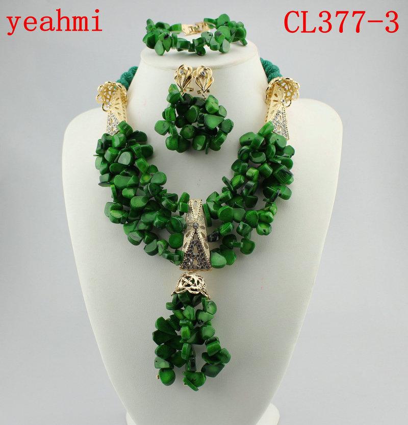

Earrings & Necklace 2021 Coral Bead Sets Jewelry Latest Design Nigerian Beads Set Bridal CL377-1, As pic