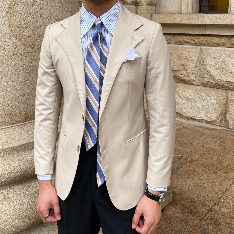

British Style Men Italian Wide Collar Versatile Slim Blazer Hombre Suit Chaqueta Formal Prom Vintage Men's Suits & Blazers, Khaki