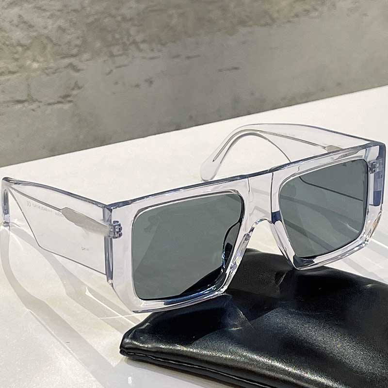 

Transparent frame off sunglasses PMRI013 mens or womens fashion all-match ultra-wide temples plate glasses blue yellow lens designer top quality with box