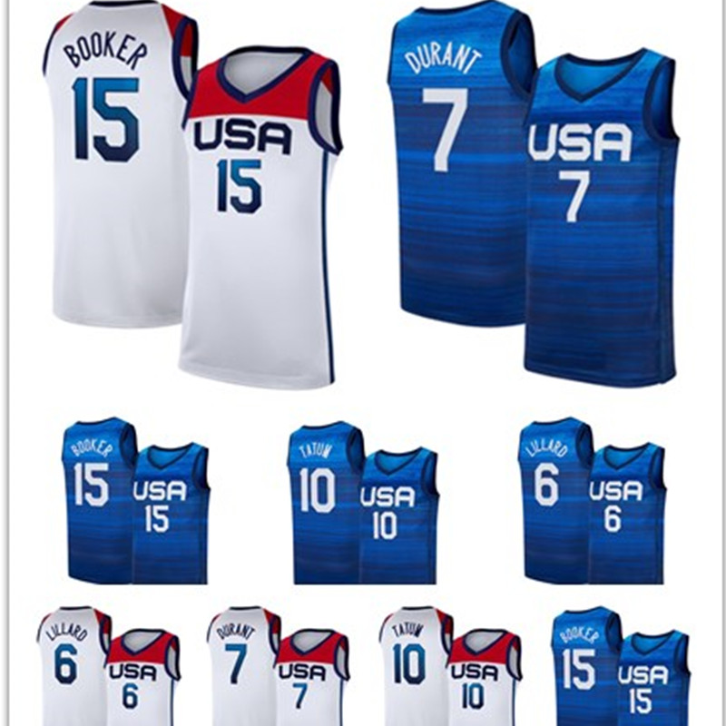

US Basketball Jersey 2020 Summer Olympics 7 Blue Kevin Durant 15 Devin Booker 6 Damian Lillard 10 Jayson Tatum 5 Zach LaVine Khris Middleton USA 2021 National Team