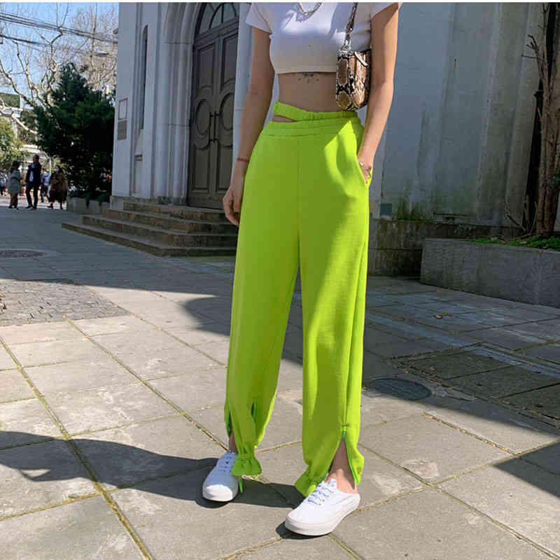 

Women' Pants & Capris Calça de moletom feminina folgada, casual, ver, para corrida, harajuku, streetwear coreana ins, calça cintura alta, novo B3BM, 1# shoe box