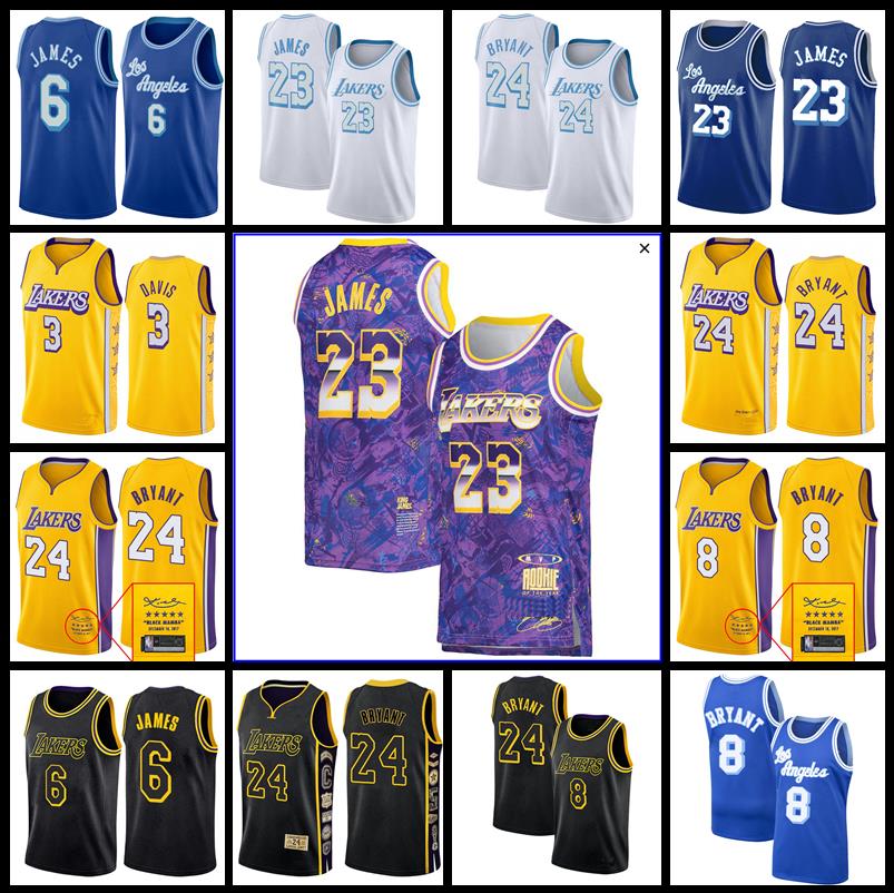 

Los Angeles Lakers 6 23 LeBron James Basketball Jerseys 8 24 Kobe Bryant 3 Anthony Davis 4 Alex Caruso 0 Kyle Kuzma Earvin 32 Johnson MVP Mens Jerseys, Black;red