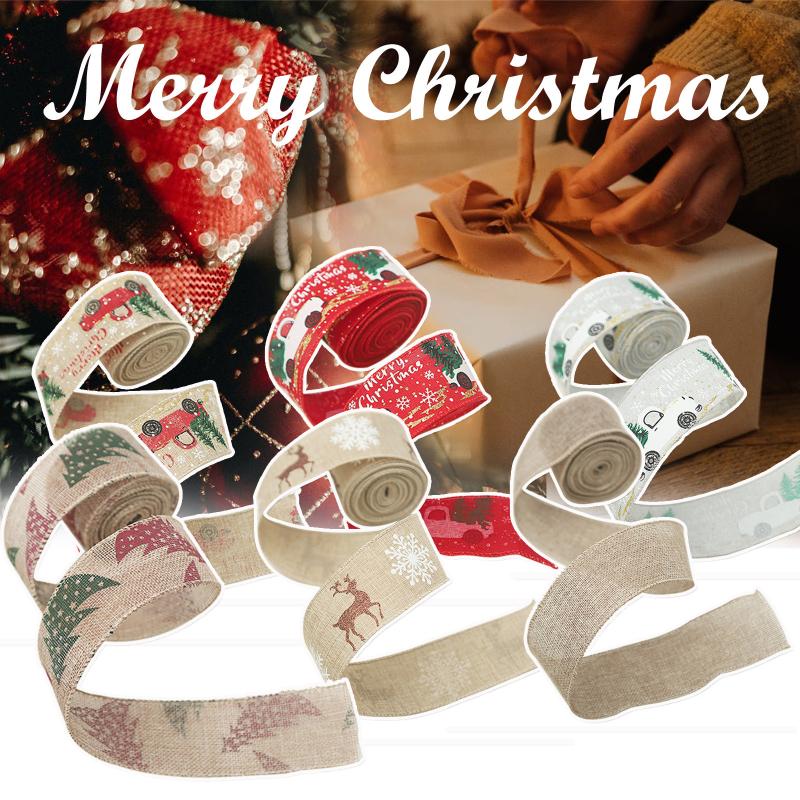 

Christmas Decorations 5.46 Yards 1.96 Inch Wide Wired Edge Ribbon Vintage For Diy Wrapping Crafts Wreath Decor