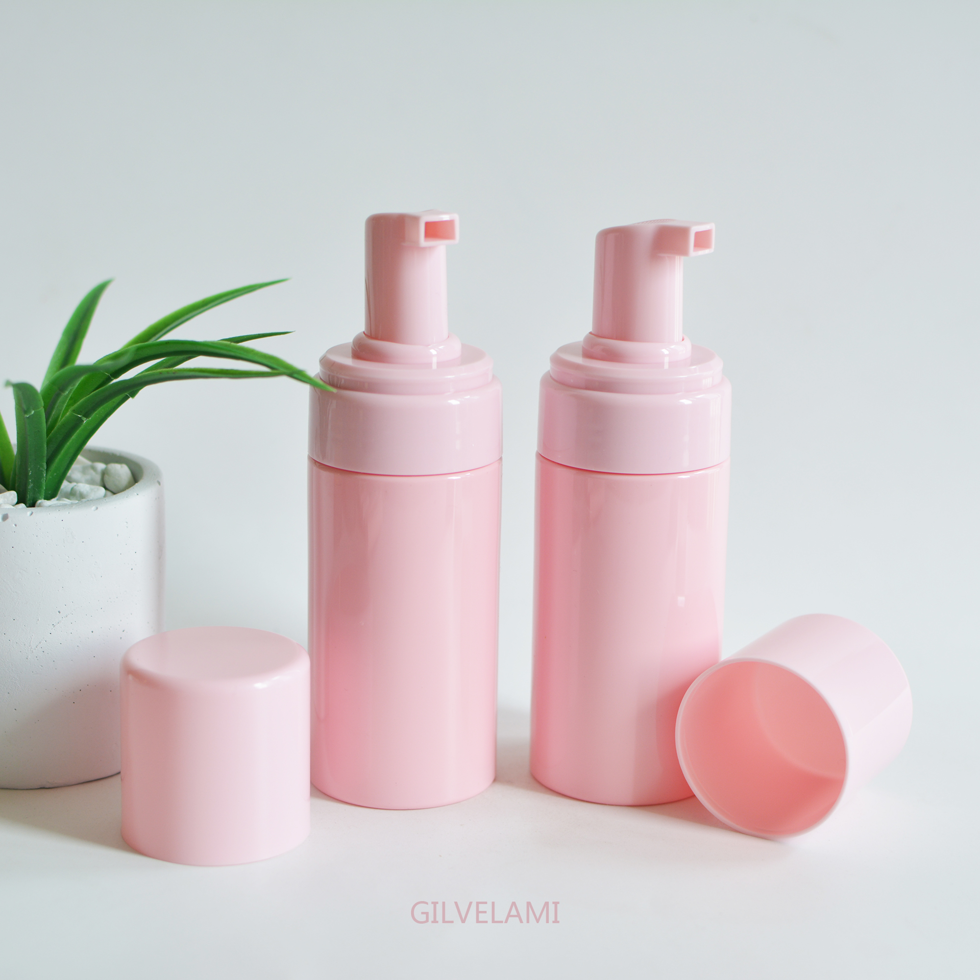 

Empty Pink Foam Bottle Spraying Pump Bathing Shampoo Container Frosted Plastic Foaming Package 100ml 150ml