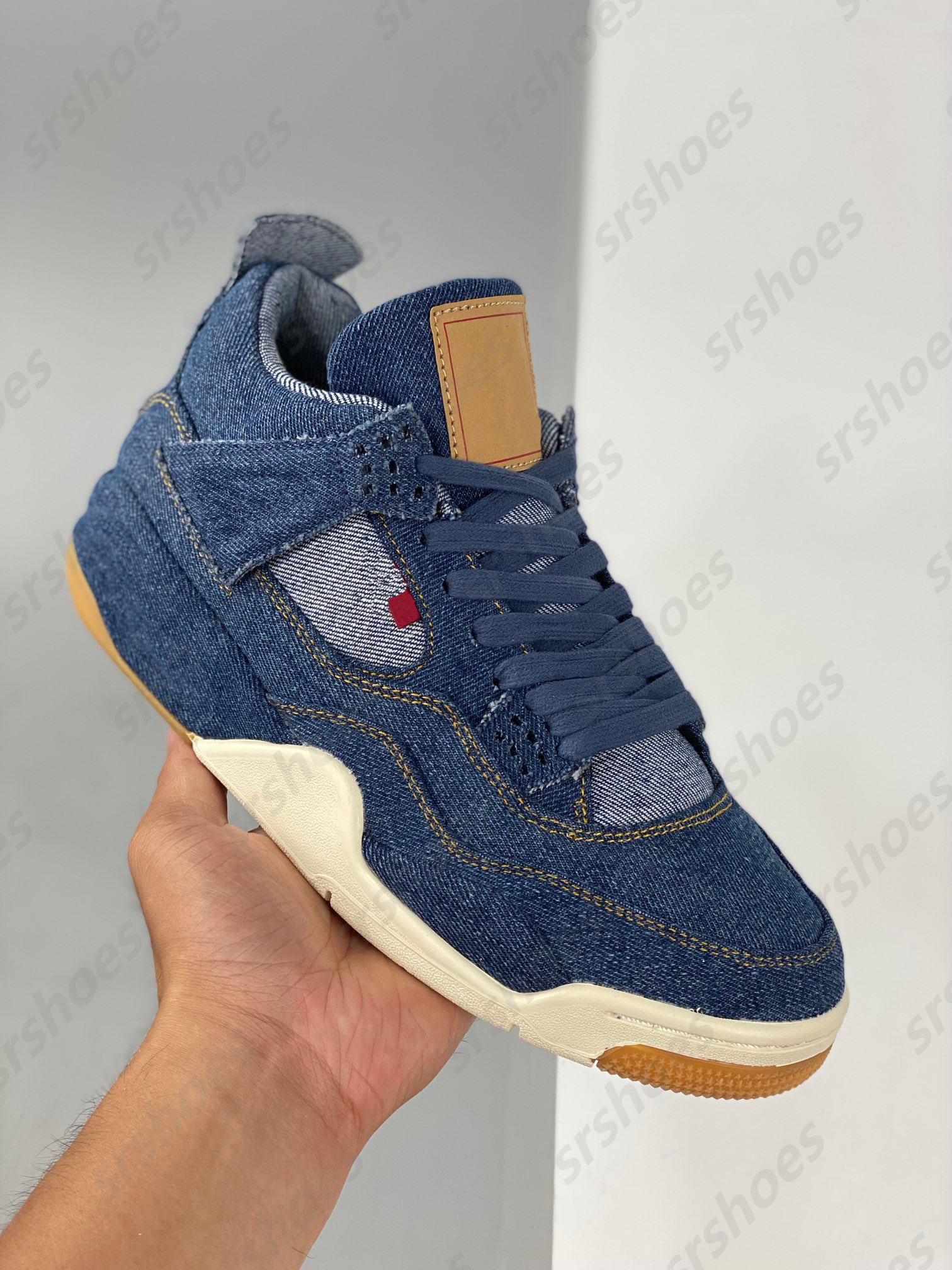 

Newest Jumpman 4 4s Retro WMNS White canvas WhiteDenim Shoes white Black Denim basketball trainers Mens Size 36-45, No shoes;for balance fees