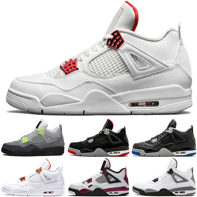 

man basketball shoes 4 4s Black Cat court purple University Red Neon bred Alternate Motorsport orange metallic White Cement Cool Grey Fire oreo Pine Green Money