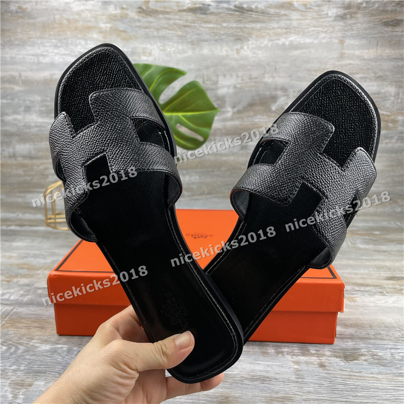 

Elegant Womens Summer Sandals Classic Beach Slide Slippers Real Leather Flip Flops Sexy Heels Ladies Sandali Flat Fashion Designs Open Toe Casual Slides, Flat black